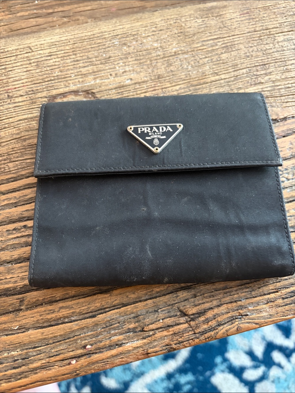 Authentic Vintage Prada Black Nylon Wallet | Triangle Logo | Made in Italy